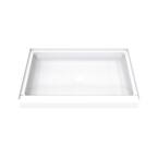 DreamStone 32 in. L x 48 in. W Alcove Shower Pan Base with Center Drain in White