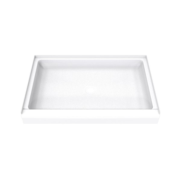 DreamLine DreamStone 32 in. L x 48 in. W Alcove Shower Pan Base with Center Drain in White