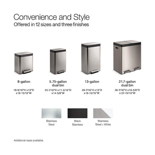 KOHLER Dual 5.5 Gal. Stainless and White Compartment Trash Can K