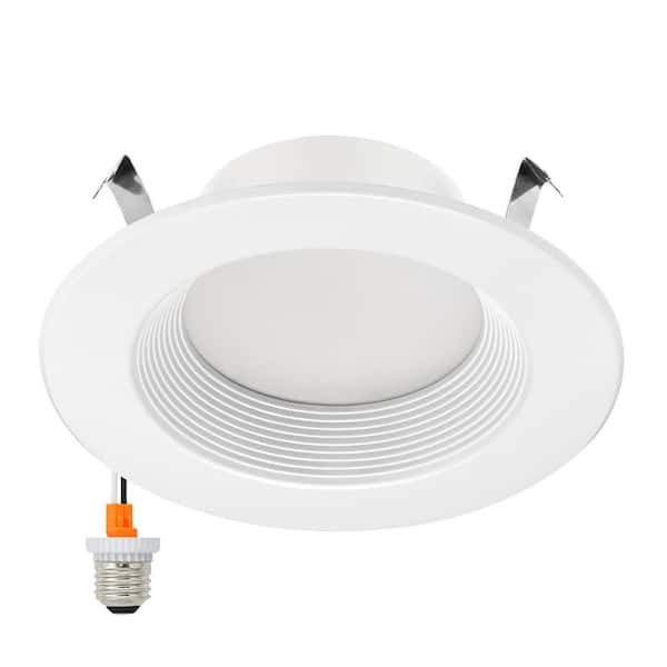 4 in. 5 CCT Retrofit Recessed LED Downlight with E-26 Quick Connect, Color Selectable 2700K-5000K Dimmable, 850 Lumens