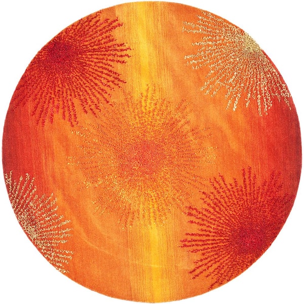 SAFAVIEH Soho Rust/Multi 6 ft. x 6 ft. Round Floral Area Rug