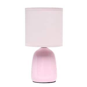 10.04 in. Light Pink Tall Traditional Ceramic Thimble Base Bedside Table Desk Lamp with Matching Fabric Shade