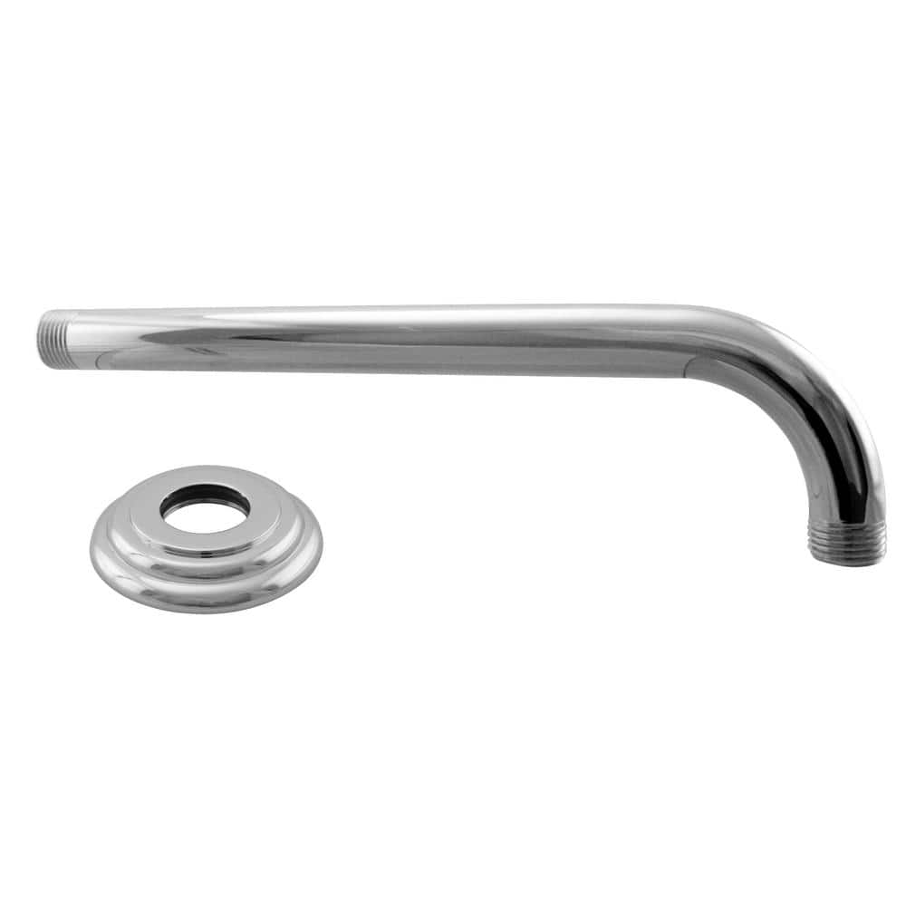 Westbrass 1/2 in. IPS x 10 in. Round Wall Mount Shower Arm with Sure Grip  Flange, Satin Nickel D302-1-07 - The Home Depot