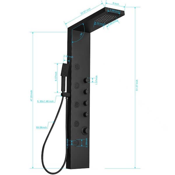 AquaUno Thermostatic Shower Tower Panel - Better Bathrooms - View #3