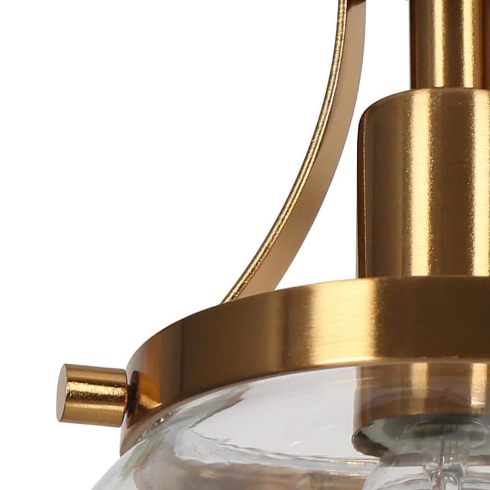 Matte Black and Gold 3-Light Glass Pendant Chandelier