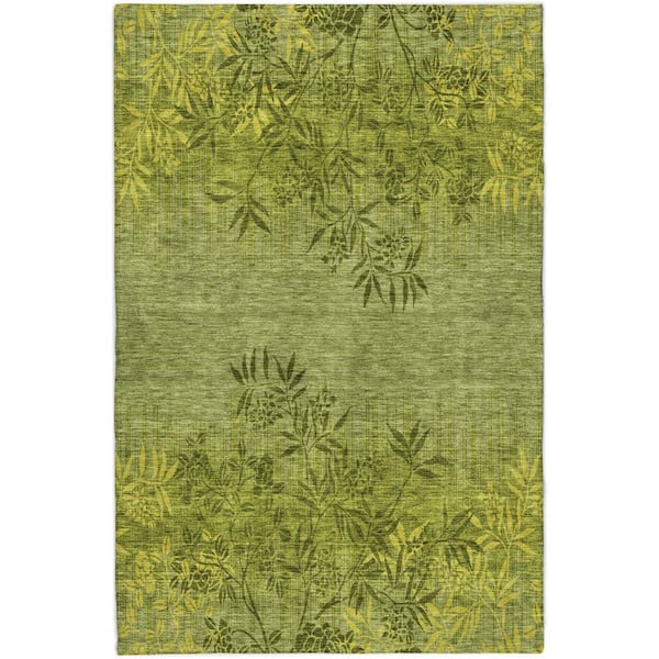Dream Shag Premium Machine Washable Abstract ADS673 Olive 9 ft. x 12 ft. Area Rug