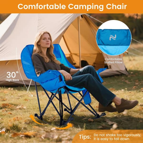 Oversized Heated Rocking Camping Chair with Luxury Padded Recliner Fortable Rocker Camp Chair Heated Camping Chair