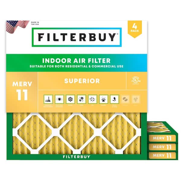 8 in. x 8 in. x 1 in. MERV 11 (FPR 7) Allergen Defense Pleated HVAC AC Furnace Air Filters Replacement (4-Pack)