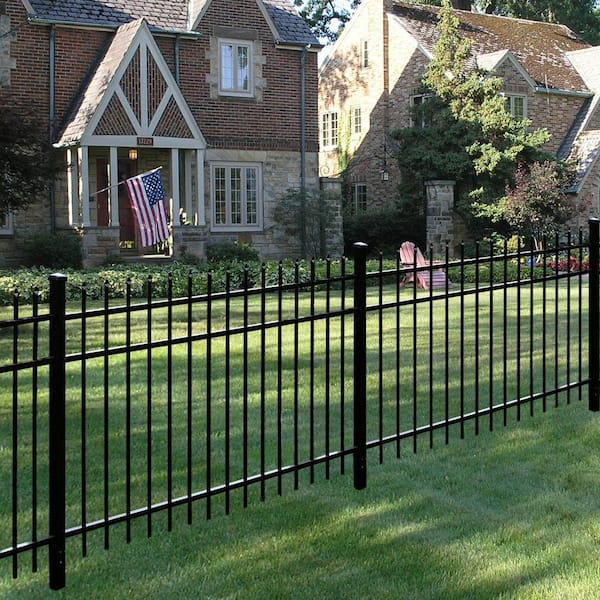 Cascade Heavy-Duty 2-1/2 in. x 2-1/2 in. x 7-1/3 ft. Black Aluminum Fence Gate Post