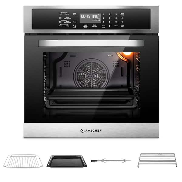 24 in. 2.5 Cu. Ft. Single Electric Wall Oven with Convection & Air Frying, Safety Lock, Timer & Alarm, Stainless Steel