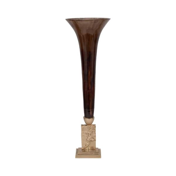 Liv & Skye 31 in. Bronze Glass Trumpet Form Decorative Vase