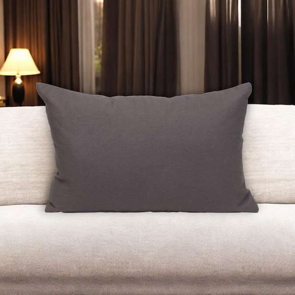 Brown Solid Polyester 12 in. x 18 in. Throw Pillow