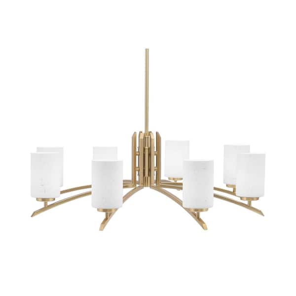 Unbranded Siena 34 in. 8-Light New Age Brass Chandelier with 4 in. White Muslin Glass Shades, no bulbs included