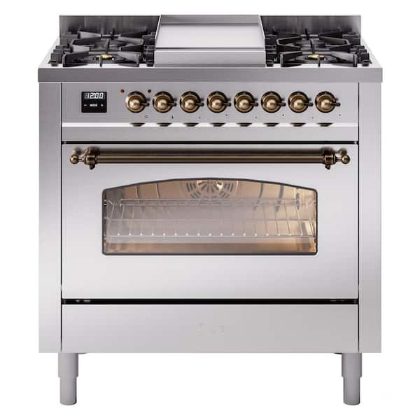 ILVE Nostalgie II 36 in. 6 Burner+Griddle Freestanding Dual Fuel ...