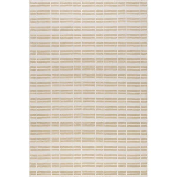 Malaya Striped Reversible Washable Taupe 8 ft. x 10 ft. Indoor Area Rug