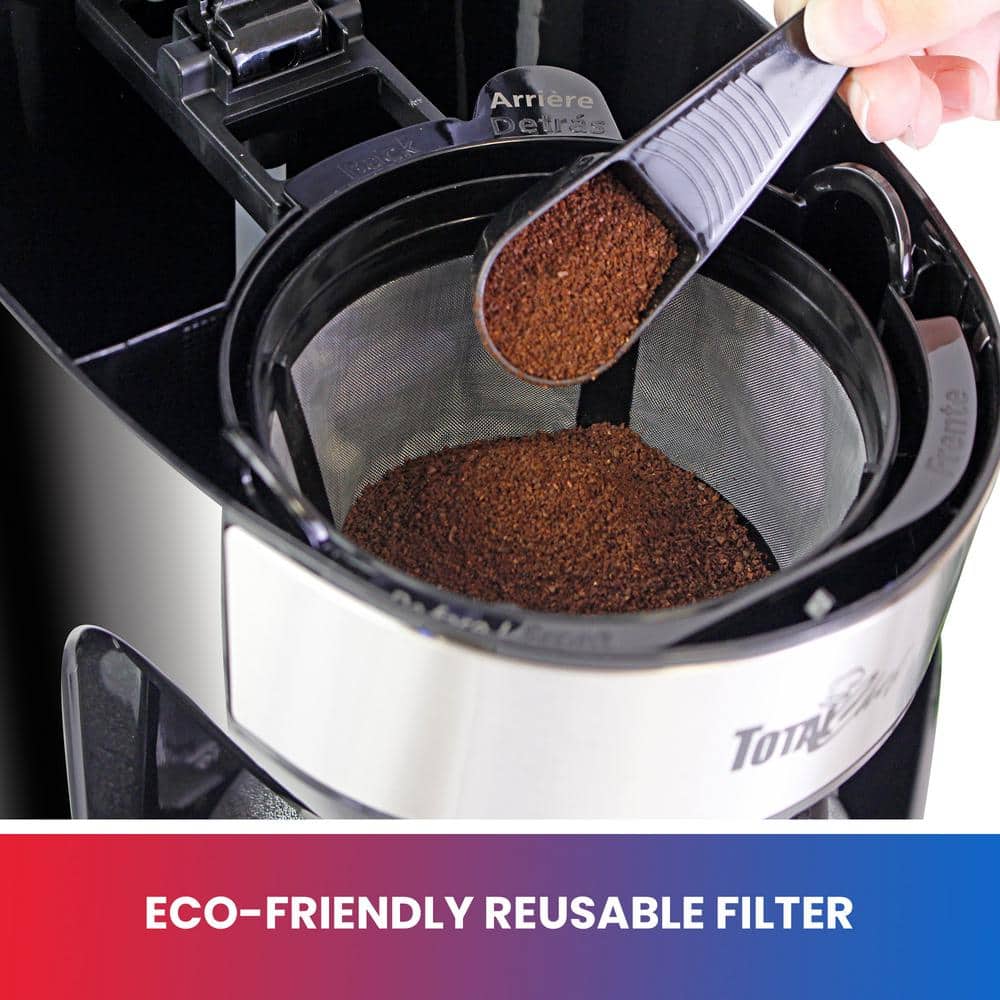 Sleek 12-Cup Black Stainless Steel Programmable Coffee Maker
