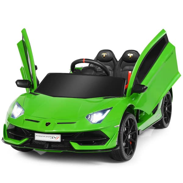 Costway 12-Volt Kids Ride-On Car Licensed Lamborghini SVJ RC with Trunk and  Music in Green TY327940GN - The Home Depot