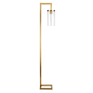 Malva 68 in. Brass Floor Lamp with Clear Glass Shade