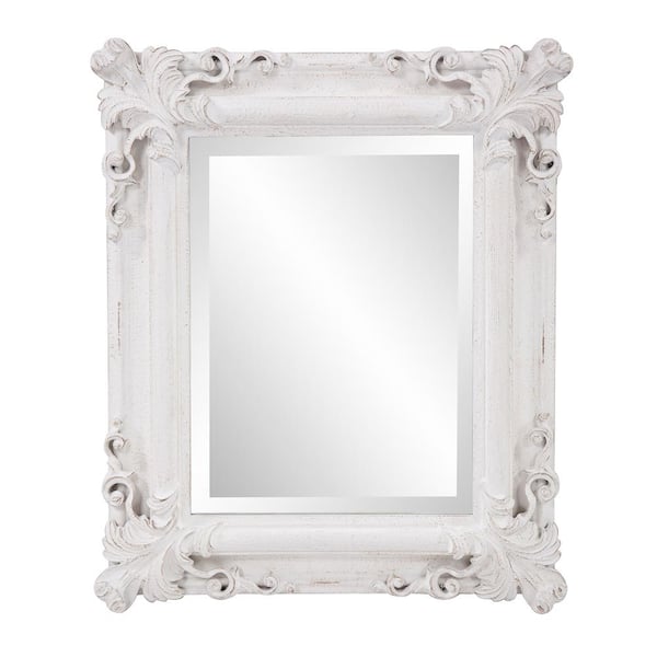 Marley Forrest Medium Rectangle Weathered White Wash Hooks Classic Mirror (23 in. H x 19 in. W)