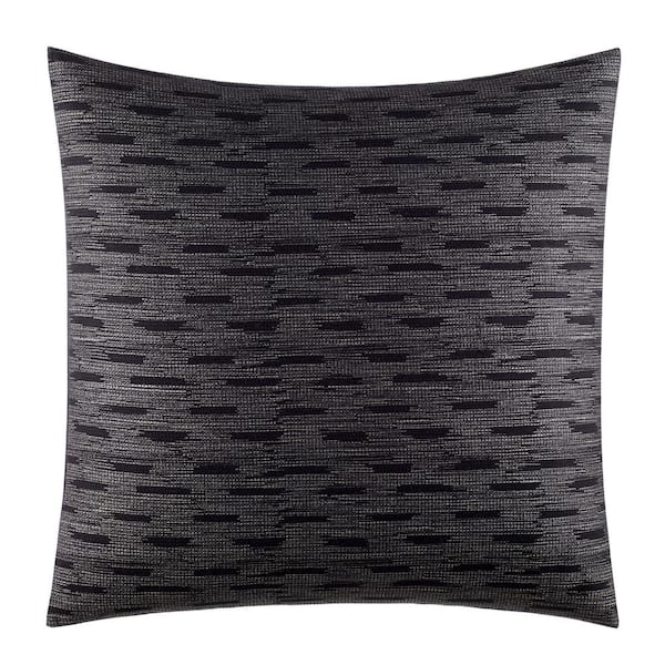 VERA WANG Grisaille Weave 1-Piece Black Cotton Blend European Sham 26 in. x 26 in.