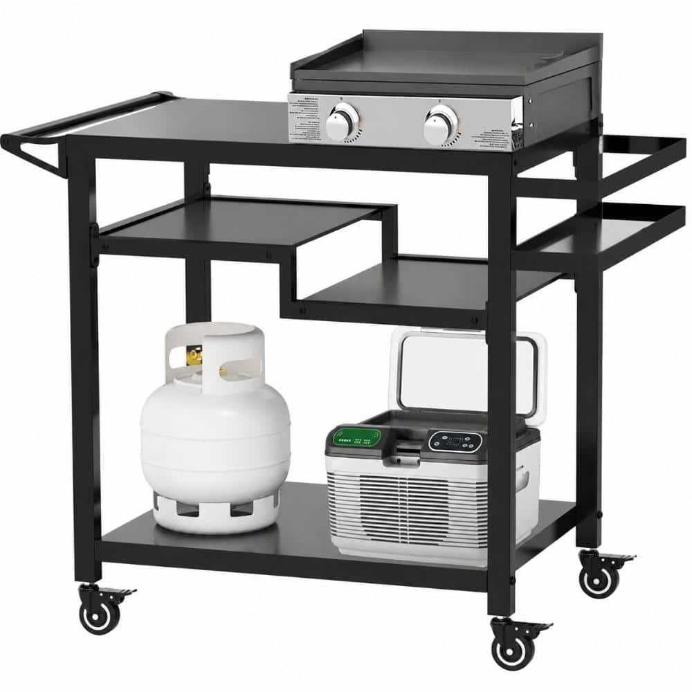 20x32 in Three-Shelf Outdoor Dining Cart Table with Wheels, Movable Grill Table and Multifunctional Food Prep price history on PriceWatchPro