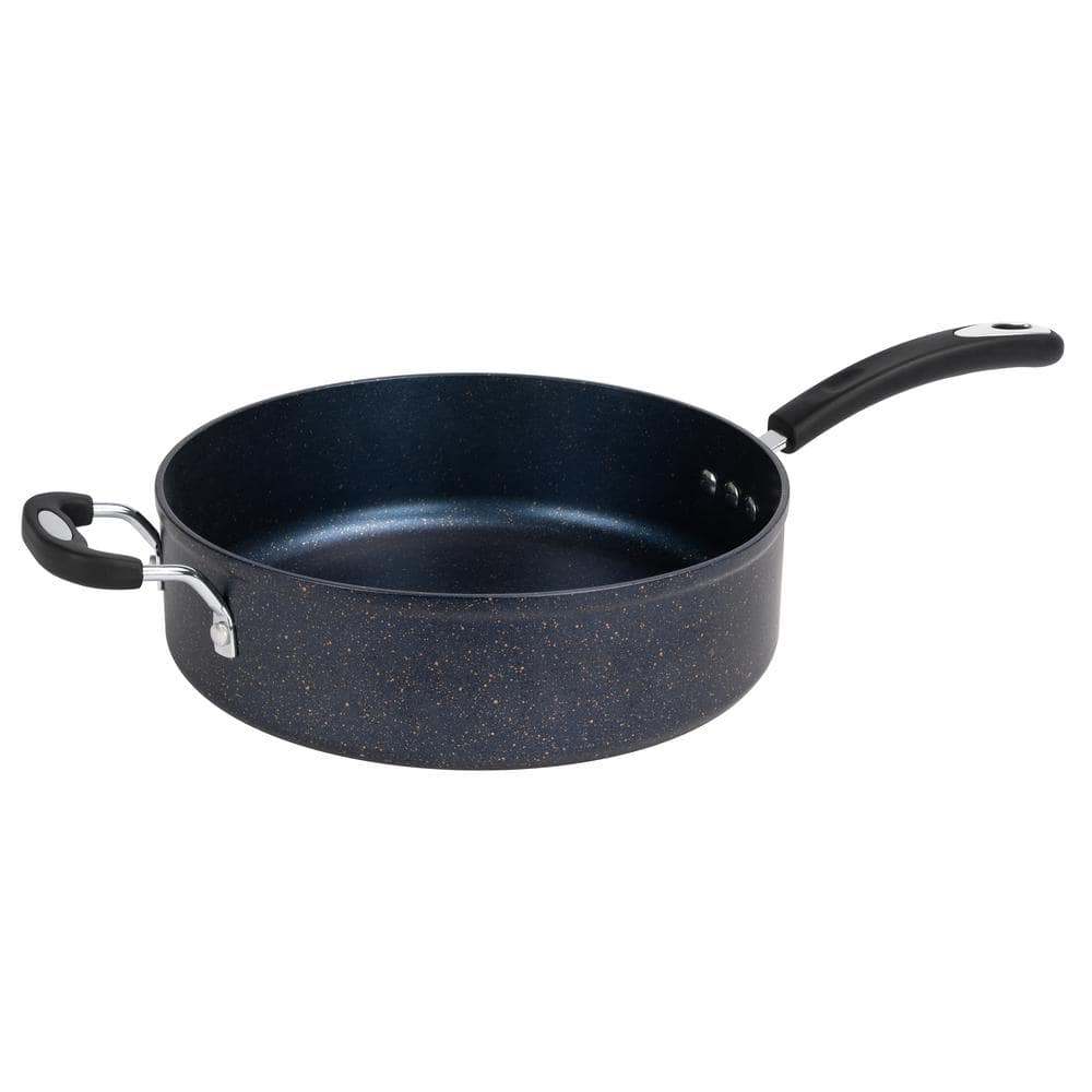 Ozeri All-In-One Stone 5.3 qt. Aluminum Ceramic Nonstick Sauce Pan in Estate Blue with Glass Lid