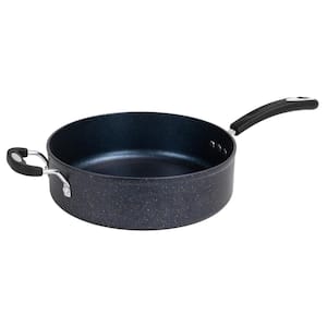 All-In-One Stone 5.3 qt. Aluminum Ceramic Nonstick Sauce Pan in Estate Blue with Glass Lid