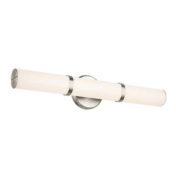 Rosh 24.25 in. Bath Bar Medium Vanity Light LED with White Glass in Brushed Nickel