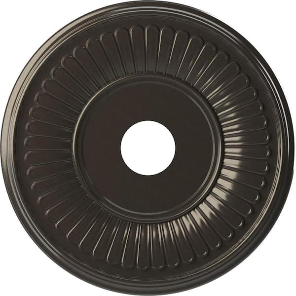 Ekena Millwork 19" OD x 3-1/2" ID x 1" P Berkshire Thermoformed PVC Ceiling Medallion (Fits Canopies up to 8-3/8") in Metallic Charcoal