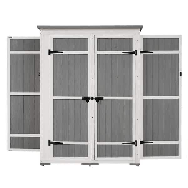 ToolCat Outdoor 4.1 ft. W x 2 ft. D Wood Storage Shed, Garden Tool Cabinet with Waterproof Asphalt Roof, Gray (8 sq. ft.)