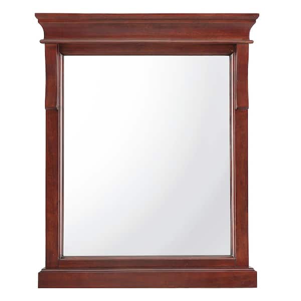 Home Decorators Collection Naples 23.5 in. W x 32 in. H Rectangular Wood Framed Wall Bathroom Vanity Mirror in Tobacco