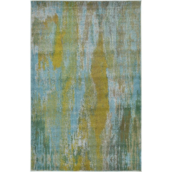 Unique Loom Jardin Lilly Turquoise 5' 0 x 8' 0 Area Rug