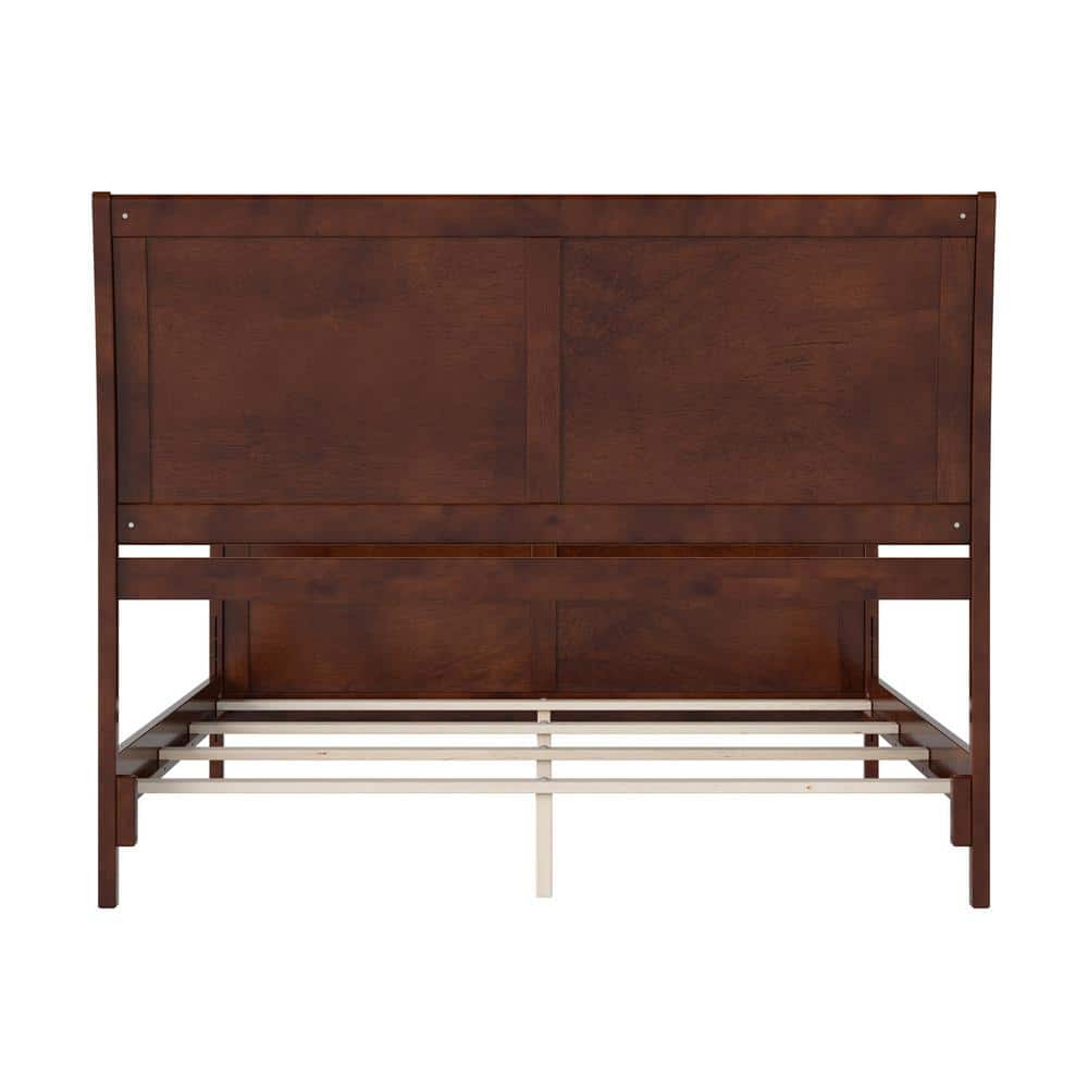 Portland Walnut Queen Wood Sleigh Bed Frame with Footboard