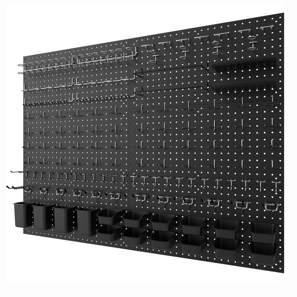 Black Steel Wall Rack with Pegboard Panels and 1/4 in. Pegboard Accessories Kit, 6 Pack, Rust-Resistant price history on PriceWatchPro