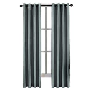 Teal Striped Blackout Curtain - 50 in. W x 132 in. L
