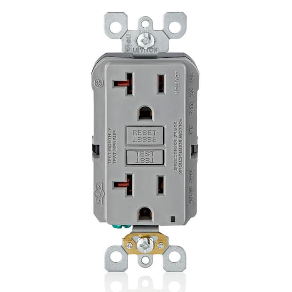 Leviton 20 Amp Self-Test SmartlockPro Slim Duplex GFCI Outlet, Gray (3-Pack)