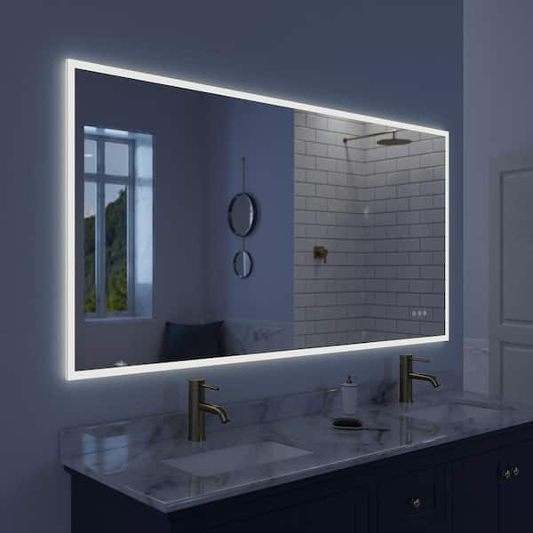 Lucent 70 In X 36 Frameless Wall, Vanity Mirror With Lights Home Depot