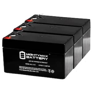 12-Volt 1.3 Ah SLA (Sealed Lead Acid) AGM Type Replacement Battery for Alarm/Security Systems (3-Pack)