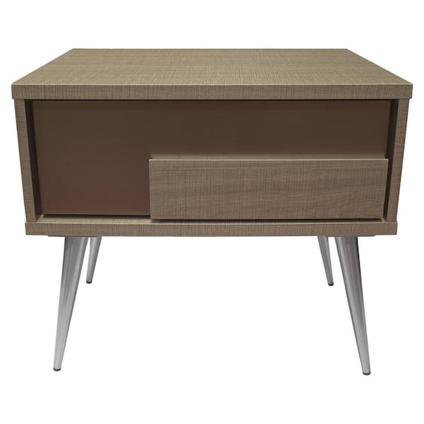 Best Master Furniture Brazil 1 -Drawer Taupe Bronze Nightstand 27 in. H x 22.5 in. W x 16.5 in. D