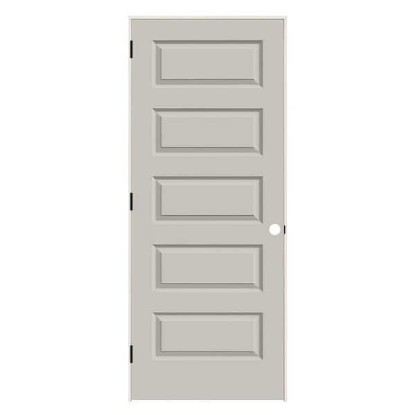 32 in. x 80 in. Rockport 5-Panel Light Gray Painted Right-Hand Smooth Molded Composite Single Prehung Interior Door