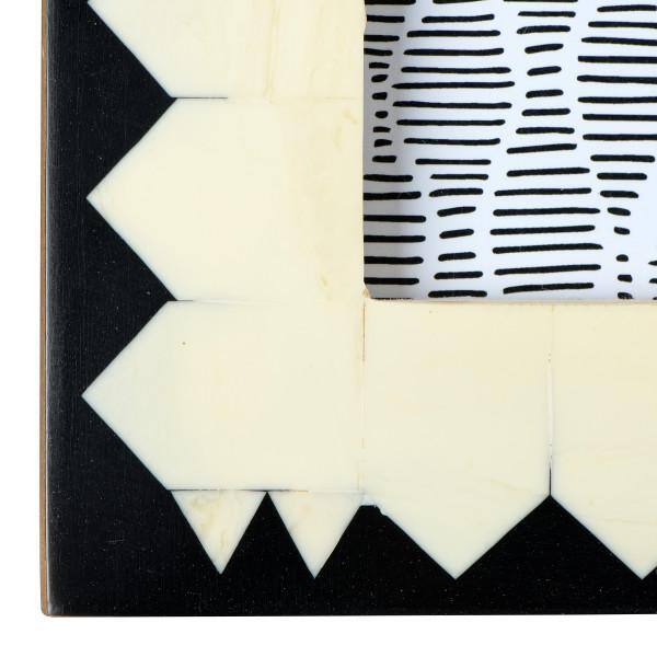 Ivory and Black Geometric Wood Picture Frames Set of 2