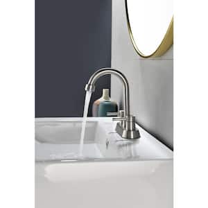 4 in. Centerset Double Handle Lead-Free Bathroom Faucet in Brushed Nickel with Pop Up Drain and Supply Lines