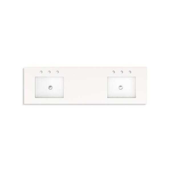 KOHLER Beauxline 60.31in. Double Sink Freestanding Slate Grey Bath Vanity with White Quartz Top Assembled