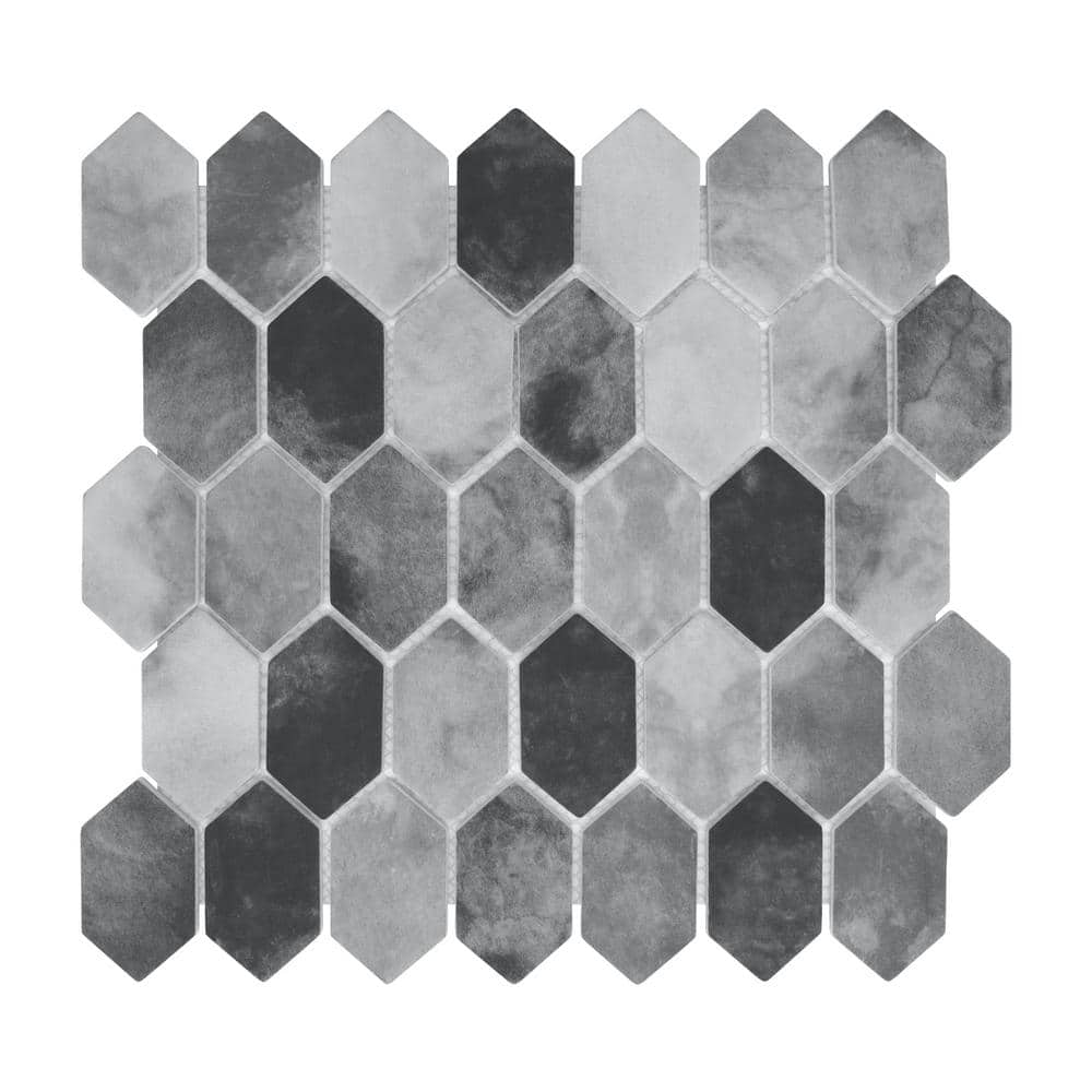 Gray Hexagonal Recycled Glass Mosaic Floor and Wall Tile