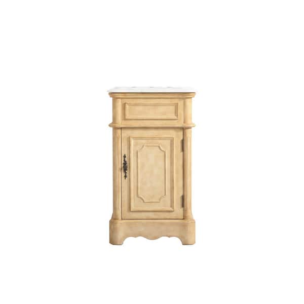 Unbranded Simply Living 19 in. W x 19 in. D x 33 in. H Bath Vanity in Antique Beige with White Marble Top