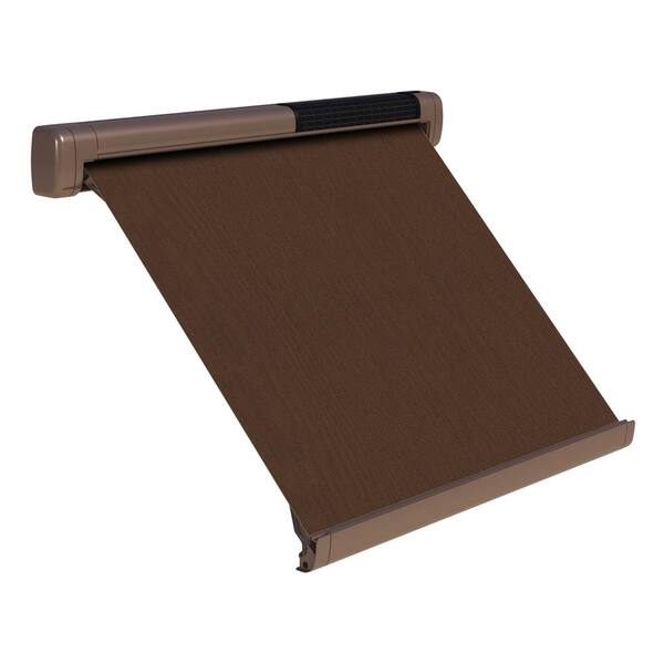 SOL-LUX 8 ft. Solar Powered Home Window Retractable Smart Awning, Pale Brown Case, True Brown Fabric