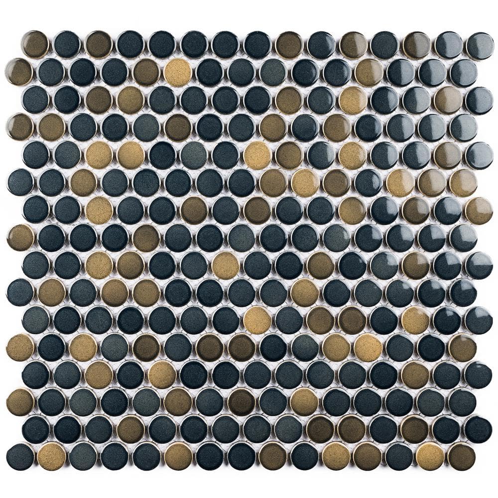 MOLOVO Metro Round Multi Blue 12.41 in. x 11.46 in. Glossy