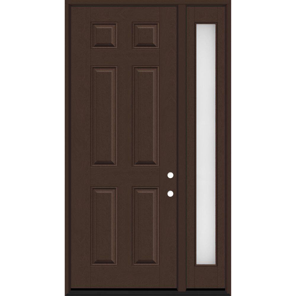 Regency 53 in. x 96 in. 6-Panel LHIS Chestnut Stain Mahogany Fiberglass Prehung Front Door w/Obscure 14 in. SL 4-9/16 price history on PriceWatchPro