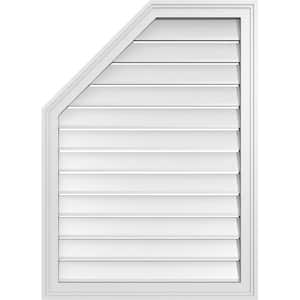 26 in. x 36 in. Octagonal Surface Mount PVC Gable Vent: Functional with Brickmould Frame