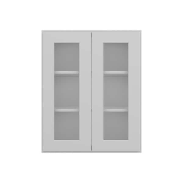HOMLUX 24 in. W x 12 in. D x 30 in. H in Shaker Dove Ready to Assemble Wall Kitchen Cabinet with No Glasses
